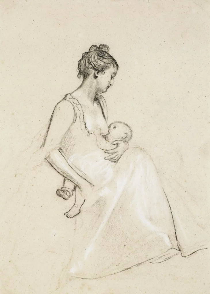 Femme allaitant un bébé, lien mère enfant